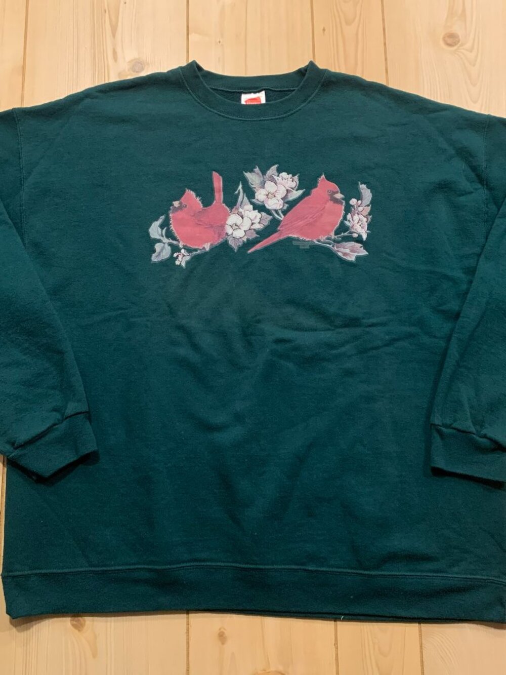 Vintage Y2K Cardinal Floral Wildlife Outdoors Cottagecore Crewneck Sweatshirt XL